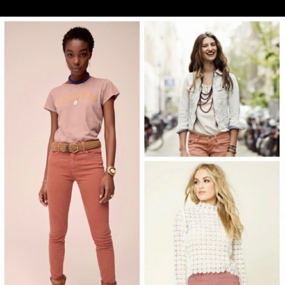 Gap Pink Mid-rise true skinny ankle jeans coral